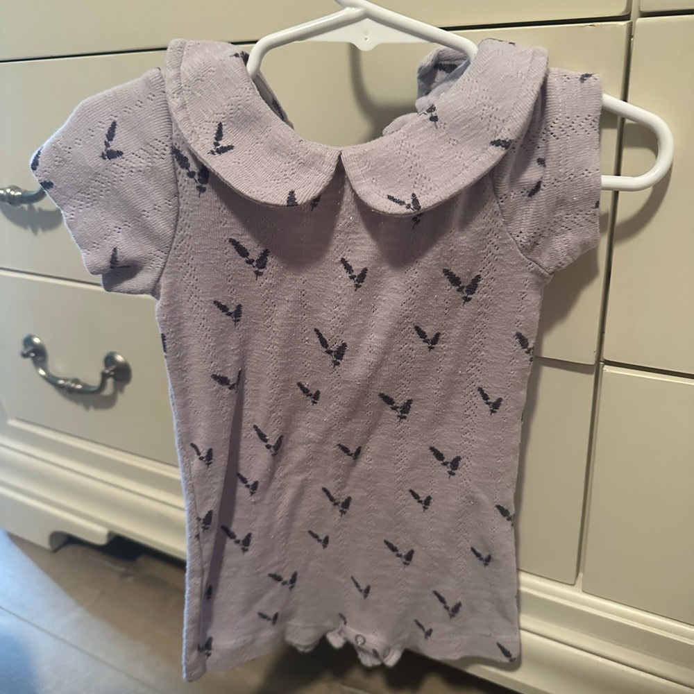 Kate Quinn Lavender Baby Outfit with Leaf Design